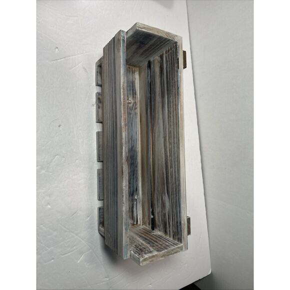 Rustic Gray Wall Mounted Wooden Wine Rack Shelf Holds 4 Bottles 4 Glasses - Picture 7 of 11